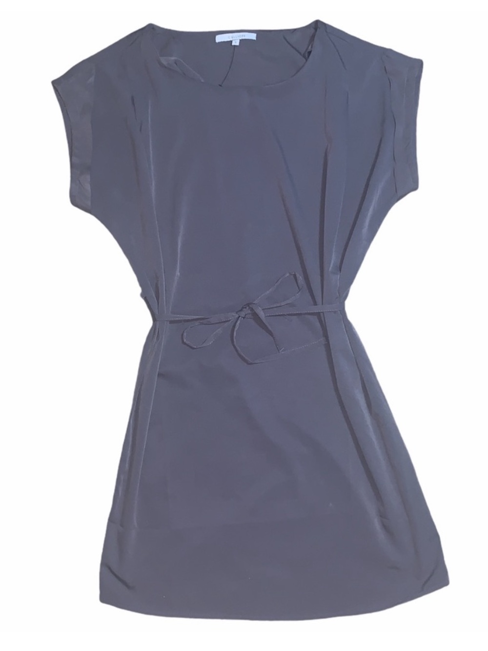 Women's Short Sleeve Belted Midi Dress - Slate